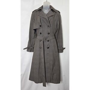 Worth New York Double Breasted Glen Check Trenchcoat